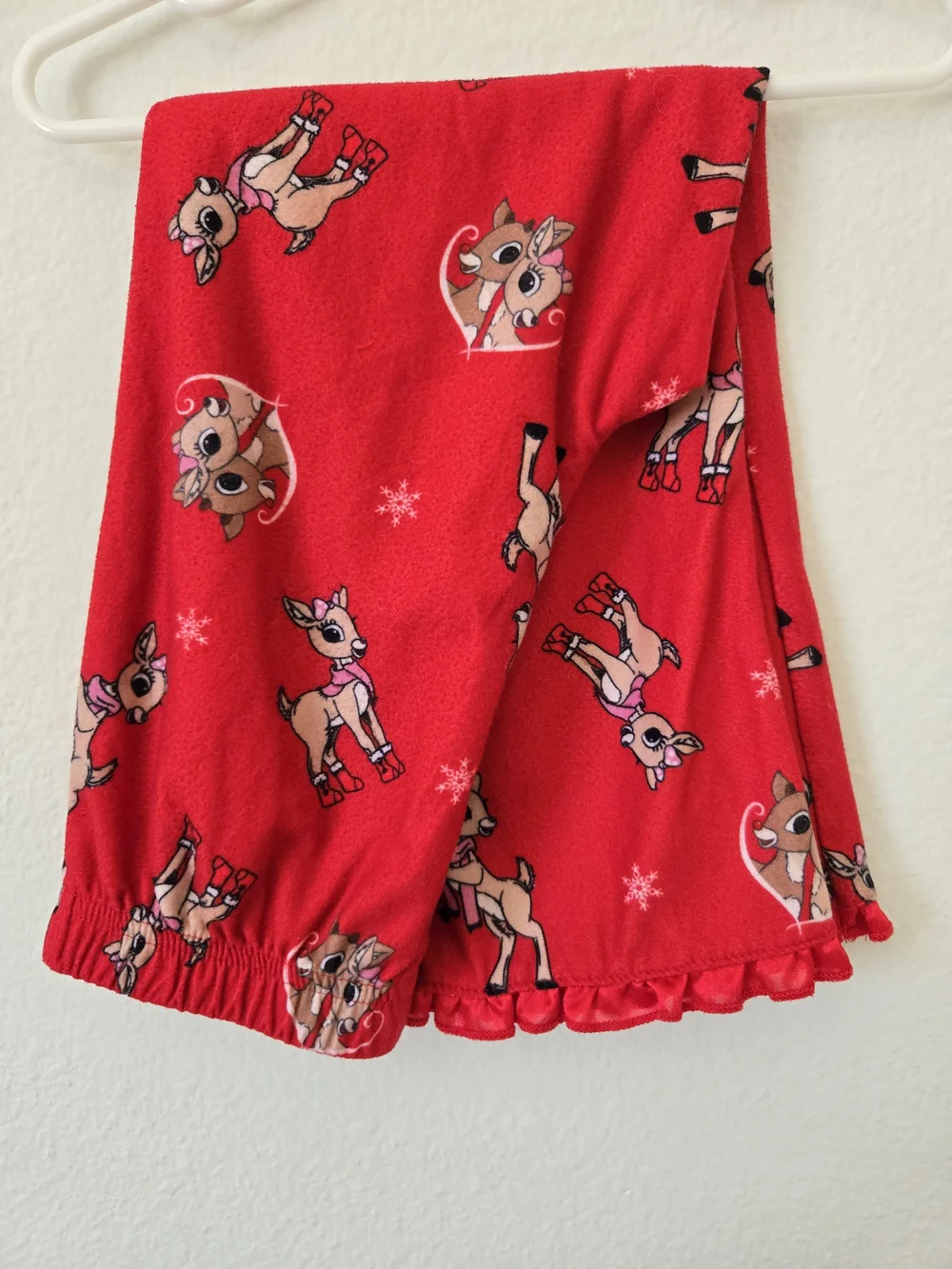 Clarice Reindeer Snow Cute Toddler Girl's Red Holiday Button Down Pajama SET